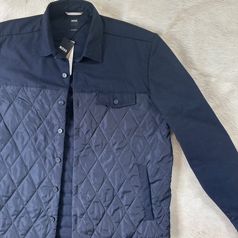 Hugo Boss Men's Navy Quilted Shirt Jacket